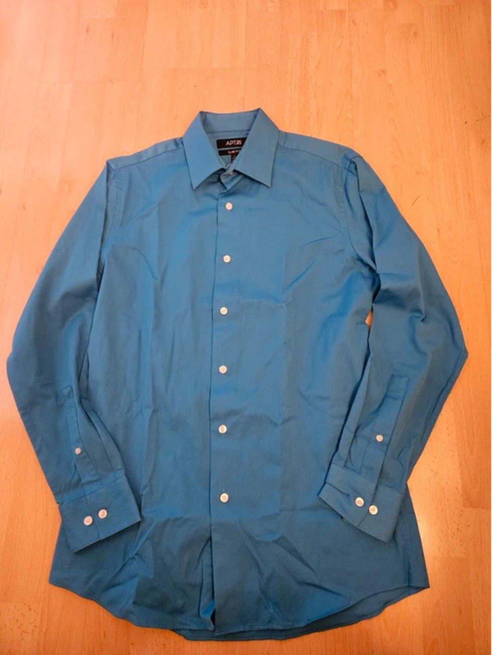 APT 9 Slim Fit Teal Blue Dress Shirt Men15 32/33 Long Sleeve Career Office ms67
